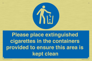 Please place extinguished cigarettes in the containers provided to ensure this area is kept clean